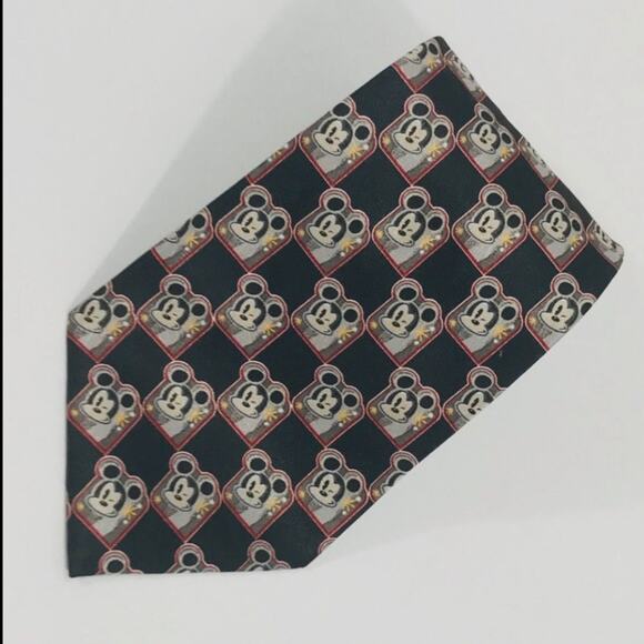 Disney Mickey Mouse Winking Tie Black Red Gray - Picture 6 of 6